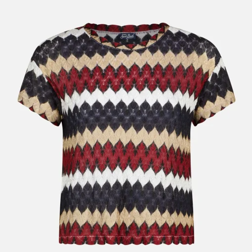 Top in maglia chevron bordeaux