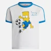 T-shirt bianca da bambino in cotone Dean Jr con stampa e ricamo Bart Simpson | L'EDIZIONE SPECIALE SIMPSON