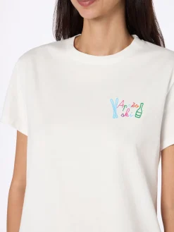 T-shirt bianca da donna Emilie con ricamo arcobaleno Apres Ski