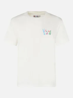 T-shirt bianca da donna Emilie con ricamo arcobaleno Apres Ski