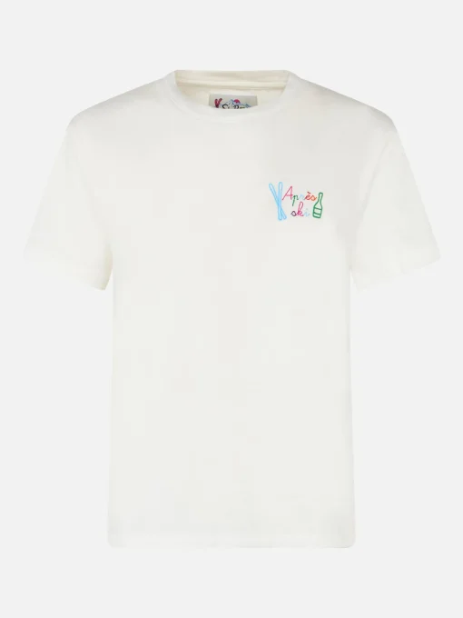 T-shirt bianca da donna Emilie con ricamo arcobaleno Apres Ski