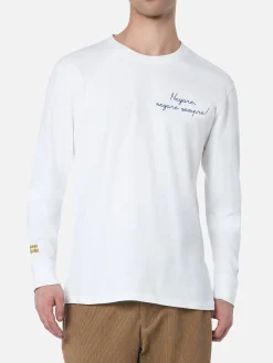 T-shirt bianca da uomo Luton con ricamo Negare, negare sempre! | VACANZE DI NATALE EDIZIONE SPECIALE