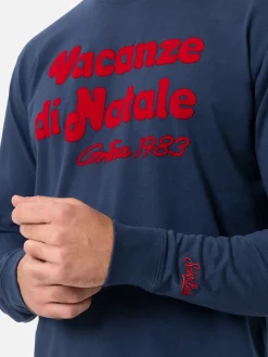 T-shirt blu da uomo Luton con stampa logo del film Vacanze di Natale | VACANZE DI NATALE EDIZIONE SPECIALE
