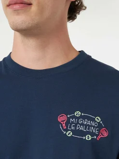 T-shirt classica da uomo in jersey di cotone Portofino con ricamo Mi girano le palline | EDIZIONE SPECIALE INSULTI LUMINOSI