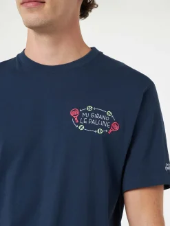 T-shirt classica da uomo in jersey di cotone Portofino con ricamo Mi girano le palline | EDIZIONE SPECIALE INSULTI LUMINOSI