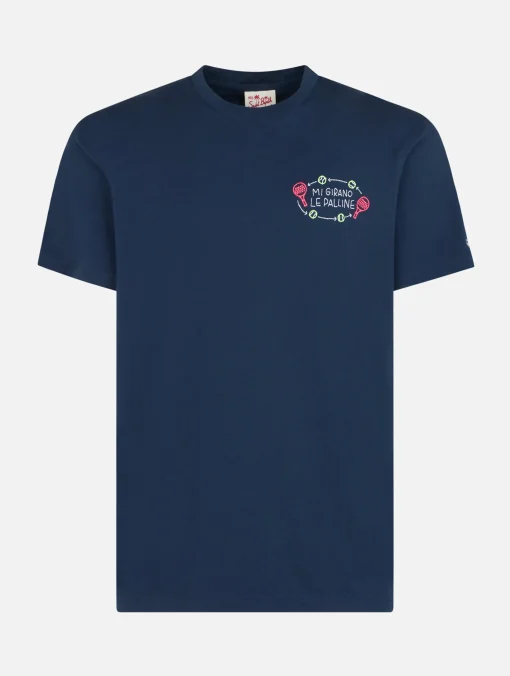 T-shirt classica da uomo in jersey di cotone Portofino con ricamo Mi girano le palline | EDIZIONE SPECIALE INSULTI LUMINOSI