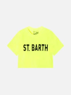 T-shirt corta da bambina giallo fluo
