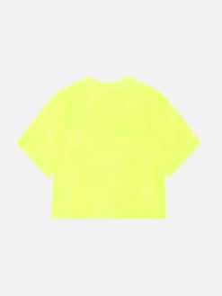 T-shirt corta da bambina giallo fluo