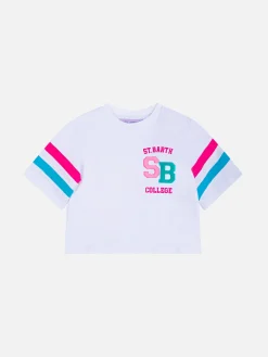 T-shirt crop da bambina in cotone