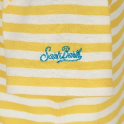 T-shirt da bambina a righe con ricamo St. Barth Princess