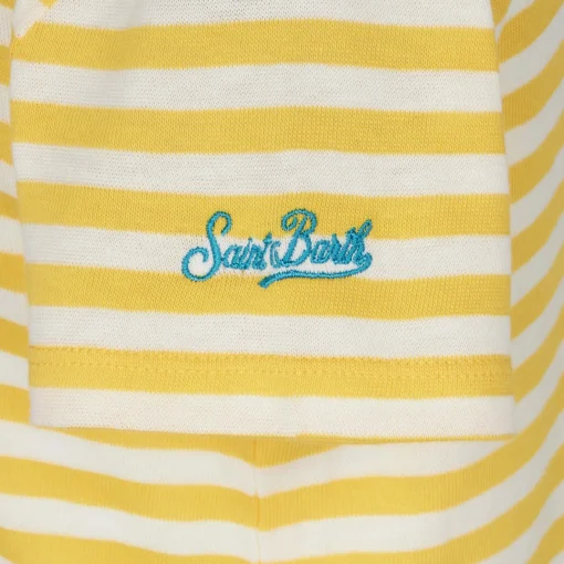 T-shirt da bambina a righe con ricamo St. Barth Princess