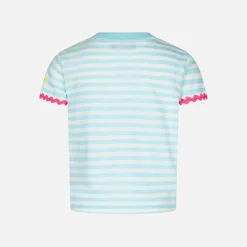 T-shirt da bambina a righe con ricamo Saint Barth