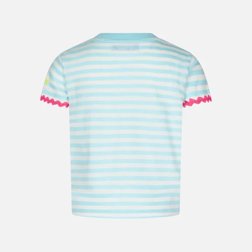 T-shirt da bambina a righe con ricamo Saint Barth