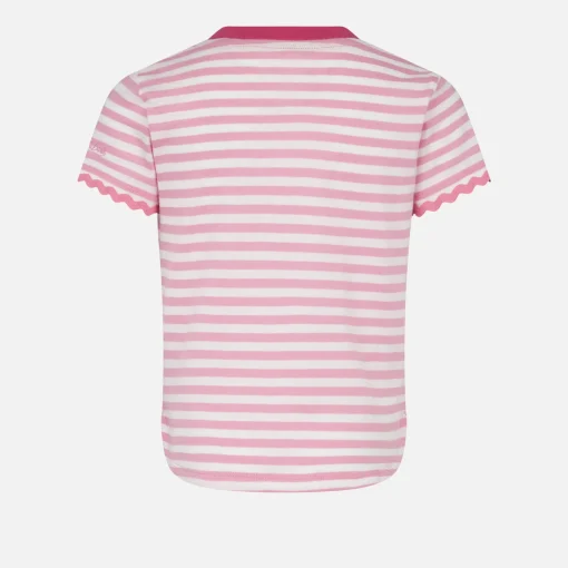 T-shirt da bambina con righe e ricamo
