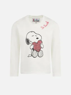 T-shirt da bambina in cotone pesante con stampa Snoopy in strass | EDIZIONE SPECIALE SNOOPY PEANUTS™