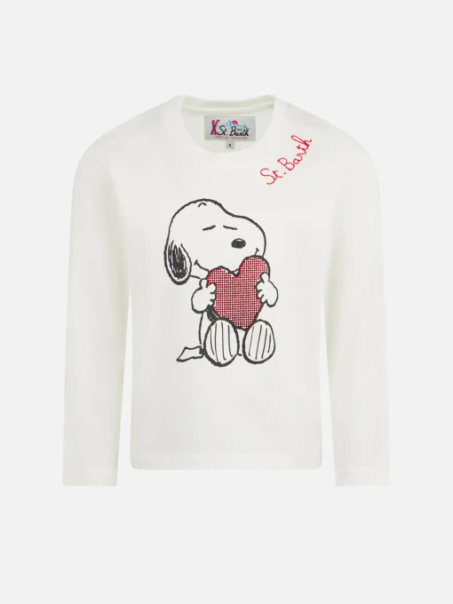 T-shirt da bambina in cotone pesante con stampa Snoopy in strass | EDIZIONE SPECIALE SNOOPY PEANUTS™