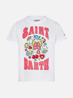 T-shirt da bambina in cotone con stampa Saint Barth