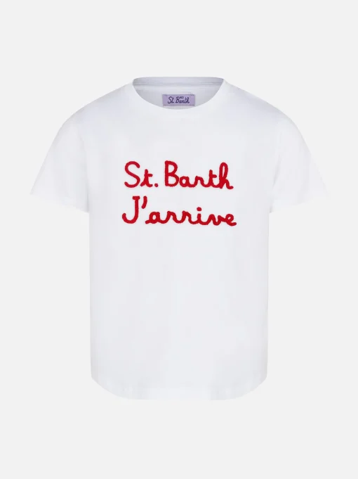 T-shirt da bambina ricamato St. Barth J'arrive