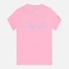 T-shirt da bambina rosa con scritta ricamata