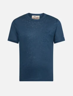 T-shirt da bambino Alex in jersey di lino blu marino