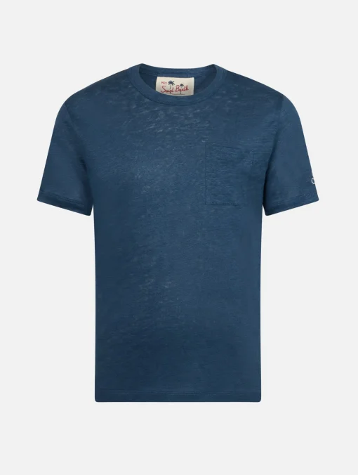 T-shirt da bambino Alex in jersey di lino blu marino