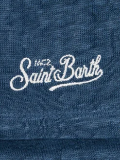 T-shirt da bambino Alex in jersey di lino blu marino