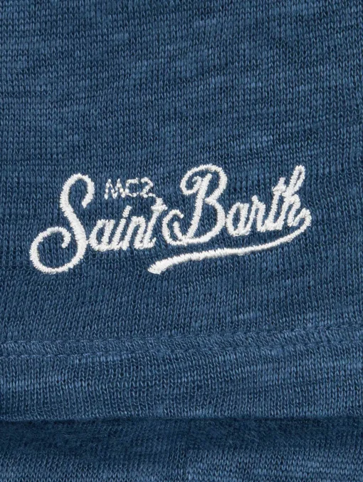 T-shirt da bambino Alex in jersey di lino blu marino