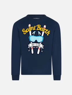 T-shirt da bambino blu navy con stampa