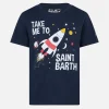 T-shirt da bambino blu razzo spaziale