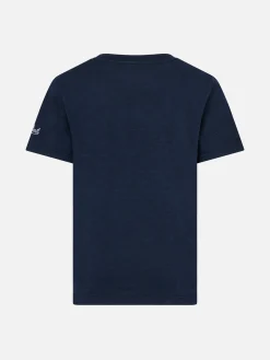 T-shirt da bambino blu razzo spaziale