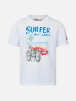 T-shirt da bambino con stampa surfista
