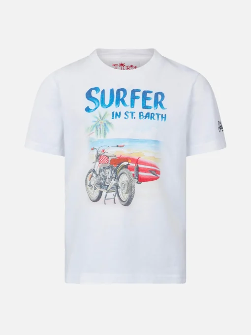 T-shirt da bambino con stampa surfista