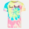 T-shirt da bambino con stampa tie dye e ricamo Sun Barth