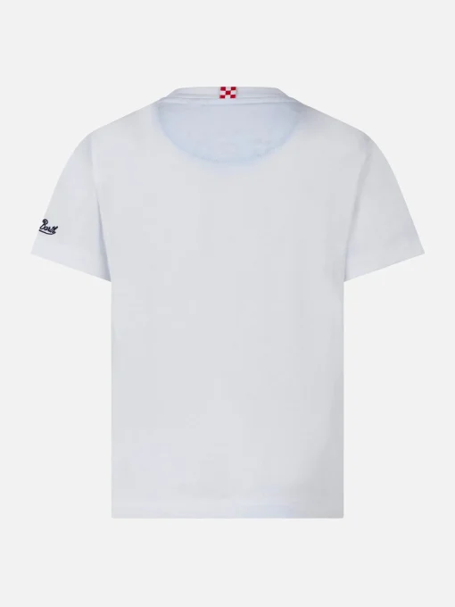 T-shirt da bambino con taschino stampato bandana