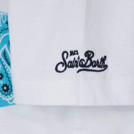 T-shirt da bambino con taschino stampato bandana