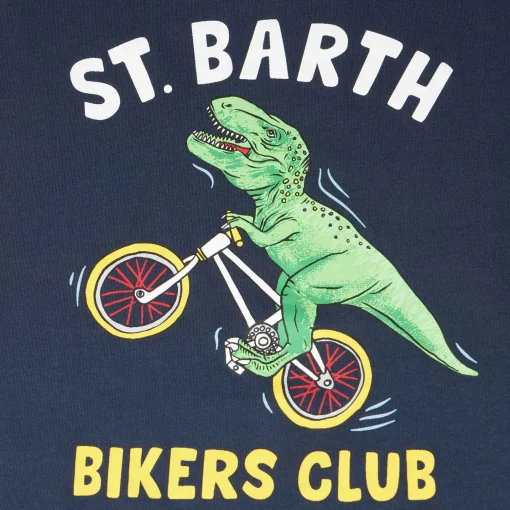 T-shirt da bambino dinosauro motociclista