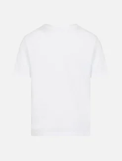T-shirt da bambino Dover in jersey di cotone bianco con ricamo St. Barth