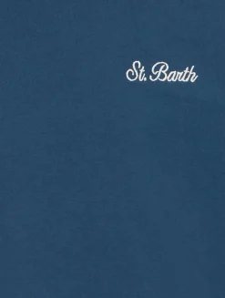 T-shirt da bambino Dover in jersey di cotone blu navy con ricamo St. Barth