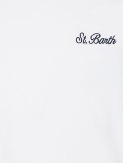 T-shirt da bambino Dover in jersey di cotone bianco con ricamo St. Barth