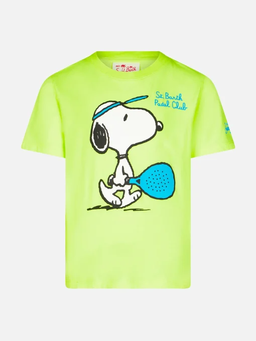 T-shirt da bambino giallo fluo in cotone con stampa Snoopy Padel | SNOOPY - EDIZIONE SPECIALE PEANUTS™