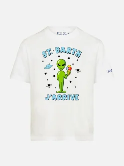 T-shirt da bambino in cotone con stampa aliena