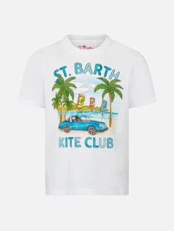 T-shirt da bambino in cotone con stampa auto