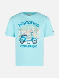 T-shirt da bambino in cotone con stampa Portofino Vespa Friend | Vespa® Special Edition