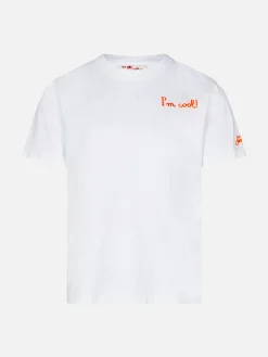 T-shirt da bambino in cotone con ricamo frontale I'm cool e Snoopy sul retro | EDIZIONE SPECIALE PEANUTS™