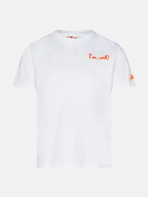 T-shirt da bambino in cotone con ricamo frontale I'm cool e Snoopy sul retro | EDIZIONE SPECIALE PEANUTS™