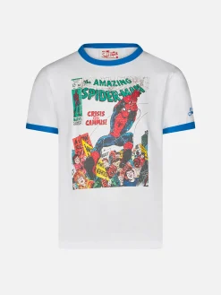T-shirt da bambino in cotone bianco con stampa frontale Spiderman | EDIZIONE SPECIALE MARVEL