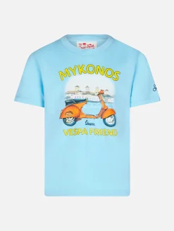 T-shirt da bambino in cotone con stampa Vespa Mykonos | EDIZIONE SPECIALE VESPA®