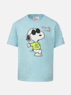 T-shirt da bambino in cotone con stampa Snoopy e ricamo St. Barth is cool | EDIZIONE SPECIALE SNOOPY PEANUTS