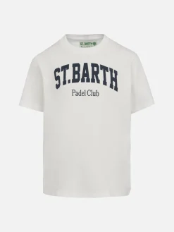 T-shirt da bambino in cotone con scrittaSt. Stampa del club di padel Barth