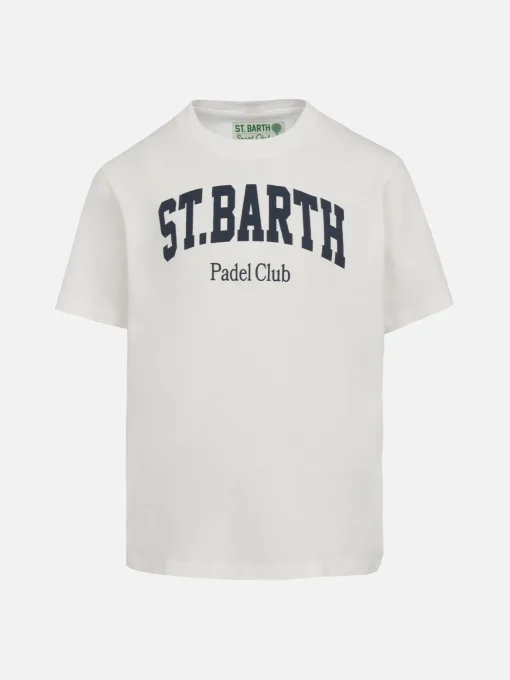 T-shirt da bambino in cotone con scrittaSt. Stampa del club di padel Barth